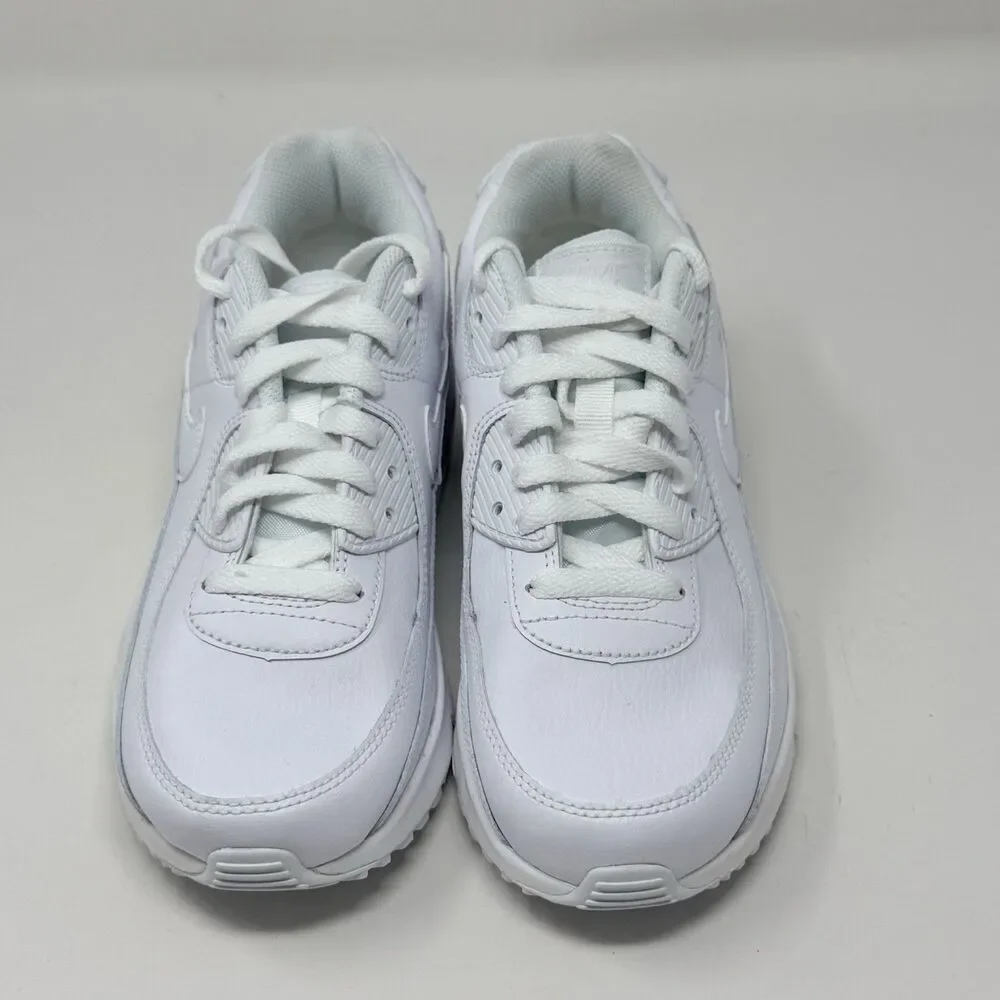 Nike Air Max 90 LTR GS Shoes CD6864-100 Kids Youth Size 4.5 Y White Silver